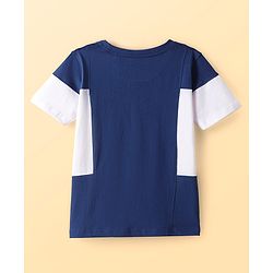 Pine Kids Cotton Knit Half Sleeves T-Shirt with Text Print - Navy Blue