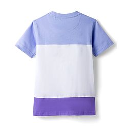 Pine Kids Cotton Knit Half Sleeves Cut & Sew T-Shirt With Gamers Text Print - White & Purple