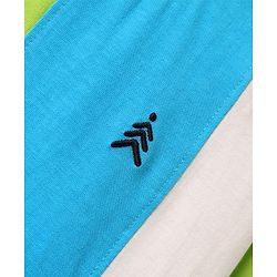Pine Kids Cotton Knit Half Sleeves Color Black T-Shirt With Logo Print - Limegreen & Light Blue