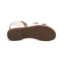 Pine Kids Transparent Straps Sandals with Floral Appliques - Silver
