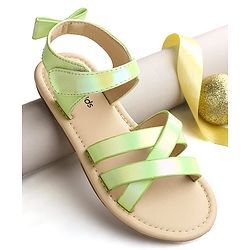Pine Kids Velcro Closure Sandals With Bow Applique - Green