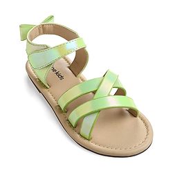 Pine Kids Velcro Closure Sandals With Bow Applique - Green
