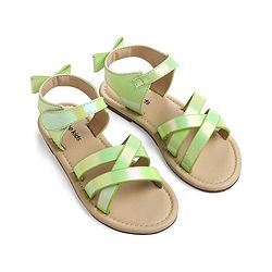Pine Kids Velcro Closure Sandals With Bow Applique - Green