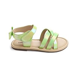 Pine Kids Velcro Closure Sandals With Bow Applique - Green
