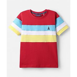 Pine Kids Cotton Knit Half Sleeves Cut & Sew T-Shirt - Red