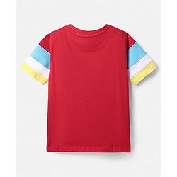 Pine Kids Cotton Knit Half Sleeves Cut & Sew T-Shirt - Red