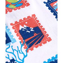 Pine Kids Cotton Knit Half Sleeves T-Shirt with Beach Theme Print - White