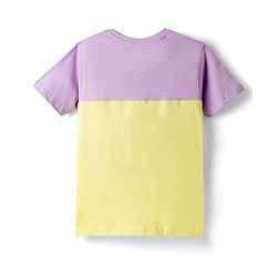 Pine Kids Cotton Knit Half Sleeves T-Shirt With Cut & Sew & Boat Embroidery - White Yellow  & Plum