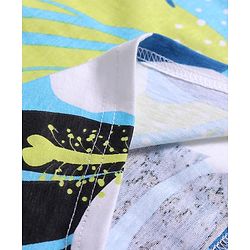 Pine Kids Cotton Knit Half Sleeves T-Shirt with Tropical Print - White & Blue