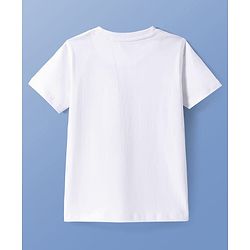 Pine Kids Cotton Knit Half Sleeves T-Shirt with Tiger Print - White