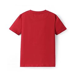 Pine Kids Cotton Knit Half Sleeves T-Shirt with Text Print - Red
