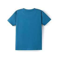 Pine Kids Cotton Knit Half Sleeves T-Shirt with Beach Theme Print - Teal Blue
