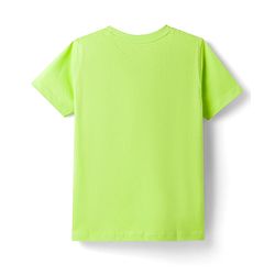 Pine Kids Cotton Knit Half Sleeves T-Shirt With Paradies Island Text Print - Limegreen