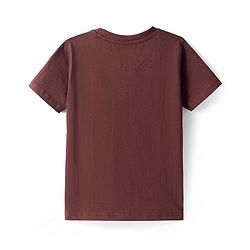 Pine Kids Cotton Knit Half Sleeves Text Printed T-Shirt -Dark Brown