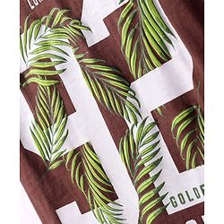 Pine Kids Cotton Knit Half Sleeves Text Printed T-Shirt -Dark Brown