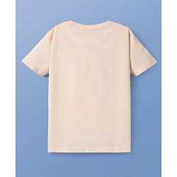Pine Kids Cotton Knit Half Sleeves T-Shirt with Text Print - Cream