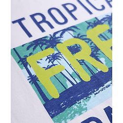 Pine Kids Cotton Knit Half Sleeves T-Shirt with Tropical Theme Print - White