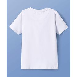 Pine Kids Cotton Knit Half Sleeves T-Shirt with Tropical Theme Print - White