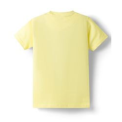 Pine Kids Cotton Knit Half Sleeves Beach Theme Printed T-Shirt -Light Yellow