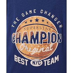 Pine Kids Cotton Knit Half Sleeves T-Shirt With The Game Changer Text Print - Navy Blue