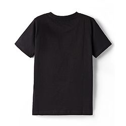 Pine Kids Cotton Knit Half Sleeves T-Shirt With Music Space Text Print - Black