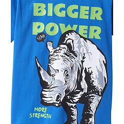 Pine Kids Cotton Knit Half Sleeves T-Shirt with Bigger Power Text Print - Blue