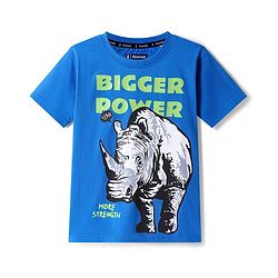 Pine Kids Cotton Knit Half Sleeves T-Shirt with Bigger Power Text Print - Blue