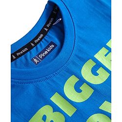 Pine Kids Cotton Knit Half Sleeves T-Shirt with Bigger Power Text Print - Blue