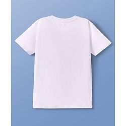 Pine Kids Cotton Knit Half Sleeves T-Shirt With Rhinoceros Print - White