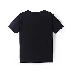 Pine Kids Cotton Knit Half Sleeves T-Shirt with Lion Print - Black