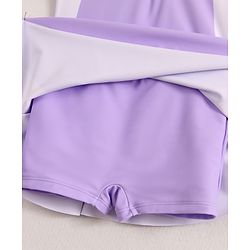 Pine Active Half Raglan Sleeves Frock Swimsuit - Purple