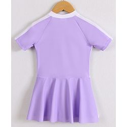 Pine Active Half Raglan Sleeves Frock Swimsuit - Purple