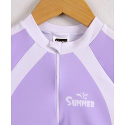 Pine Active Half Raglan Sleeves Frock Swimsuit - Purple