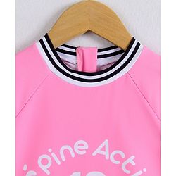 Pine Active Half Sleeves Frock Swimsuit With Logo Print - Pink