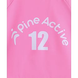 Pine Active Half Sleeves Frock Swimsuit With Logo Print - Pink