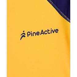 Pine Active Half Raglan Sleeves Two Piece Swimsuit With Logo Print - Yellow & Navy Blue
