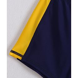 Pine Active Half Raglan Sleeves Two Piece Swimsuit With Logo Print - Yellow & Navy Blue