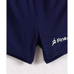 Pine Active Half Raglan Sleeves Two Piece Swimsuit With Logo Print - Yellow & Navy Blue