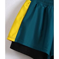 Pine Active Full Raglan Sleeves Two Piece Swimsuit With Logo Print - White & Dark Green