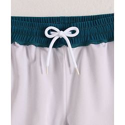 Pine Active Full Raglan Sleeves Two Piece Swimsuit With Logo Print - White & Dark Green