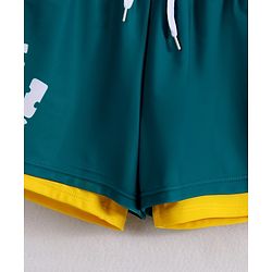 Pine Active Full Raglan Sleeves Two Piece Swimsuit With Logo Print - Teal Blue