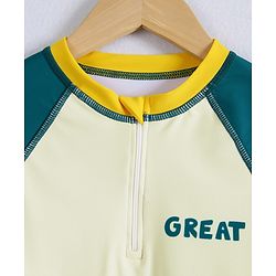Pine Active Full Raglan Sleeves Two Piece Swimsuit With Logo Print - Teal Blue
