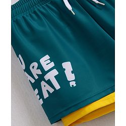 Pine Active Full Raglan Sleeves Two Piece Swimsuit With Logo Print - Teal Blue