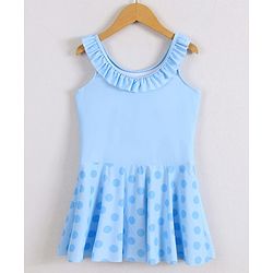 Pine Kids Sleeveless Frock Swimsuit With Floral Print - Light Blue