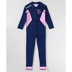 Pine Active Full Raglan Sleeves Legged Swimsuit - Navy Blue