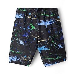 Pine Kids Swimming Trunk With Shark Print - Black