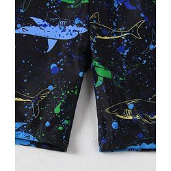 Pine Kids Swimming Trunk With Shark Print - Black
