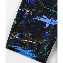 Pine Kids Swimming Trunk With Shark Print - Black