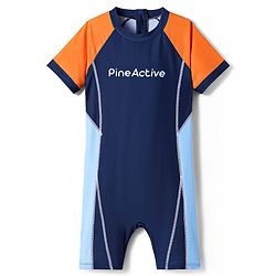 Pine Active Half Raglan Sleeves Legged Swimsuit - Blue