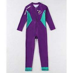Pine Active Full Sleeves Legged Swimsuit - Purple